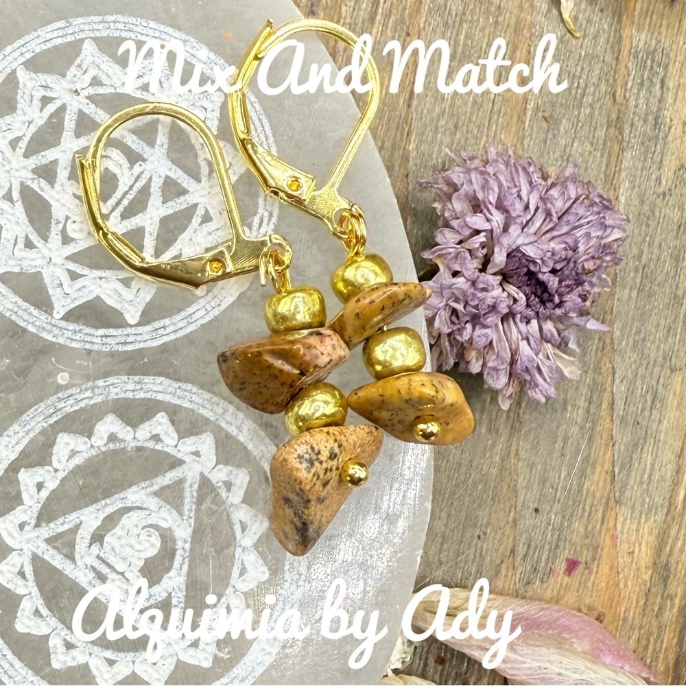 Alquimia Gold and Tan jasper Earrings
